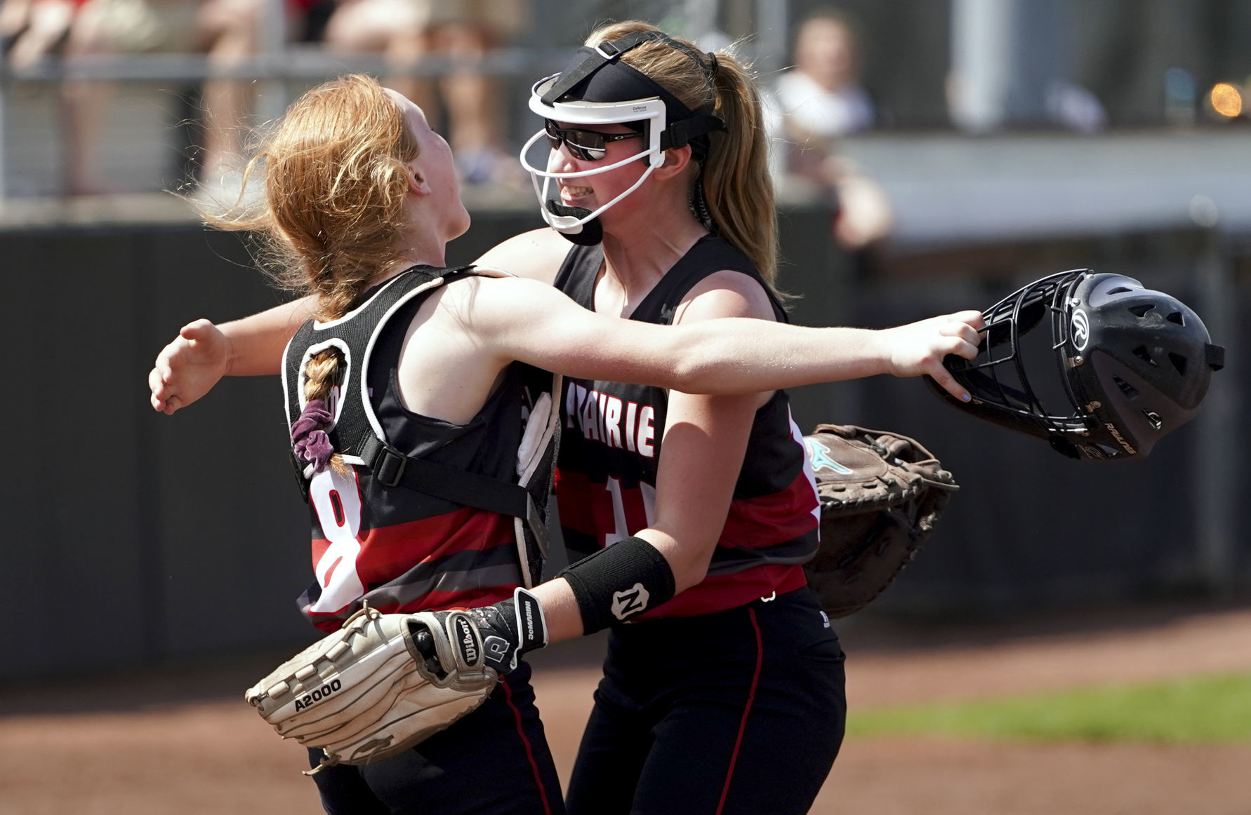 WIAA state softball photo: Sun Prairie's Chloe Knoernschild and Maddie Gardner